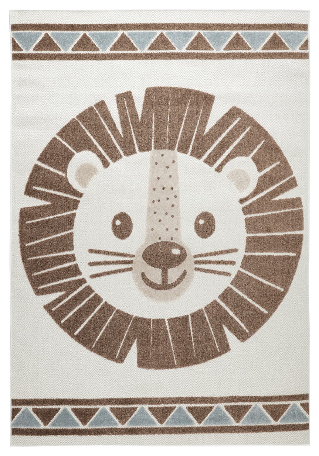 Barneteppe - Kind Lion (krem/blå) (Størrelse: 160 x 230 cm)