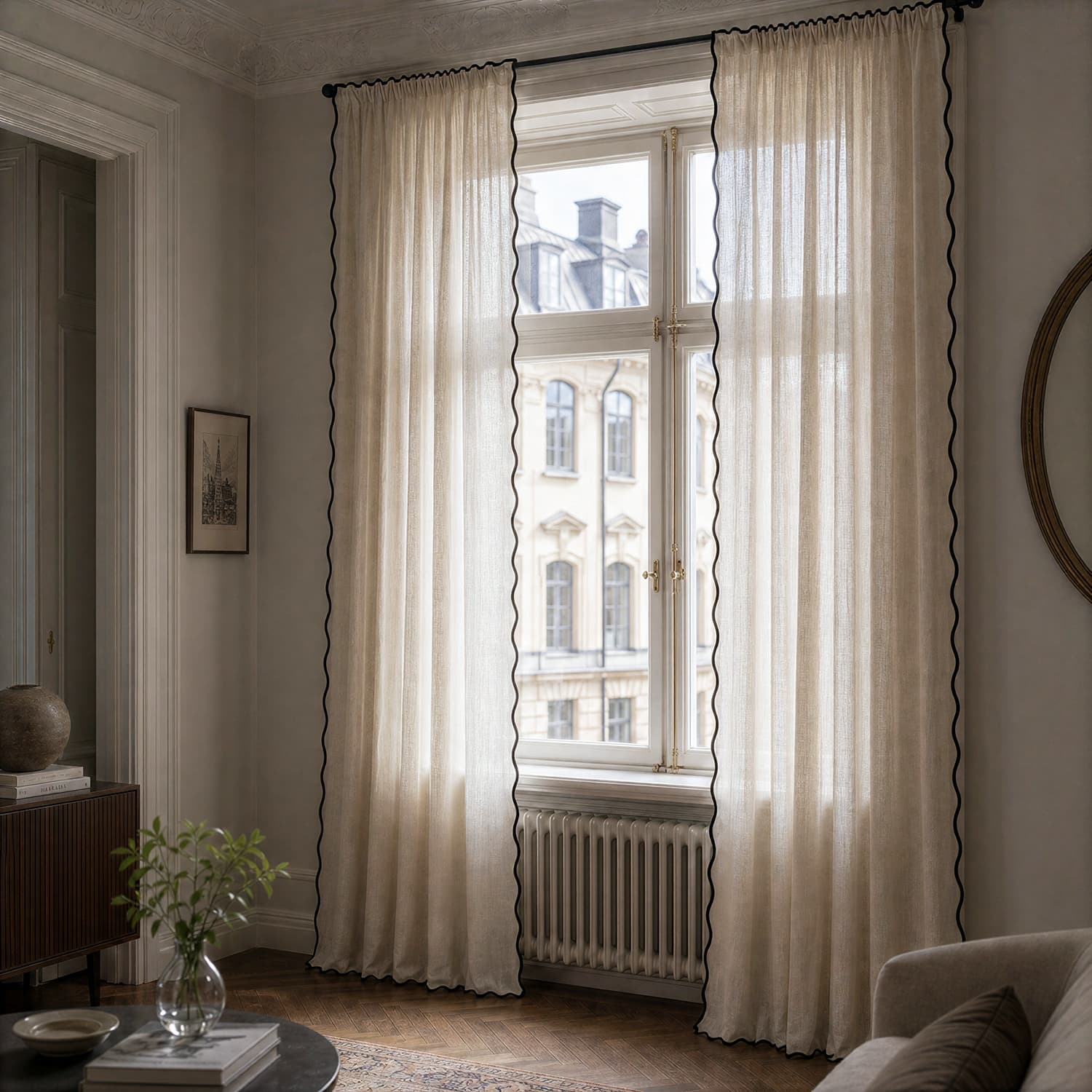 Gardiner 2-pakning - Bomullsgardiner Yrsa (lys beige) (Størrelse: 140 x 300 cm)