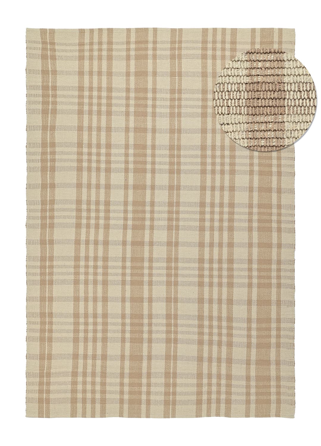Bomullsteppe - Husvik (beige) (Størrelse: 200 x 290 cm)