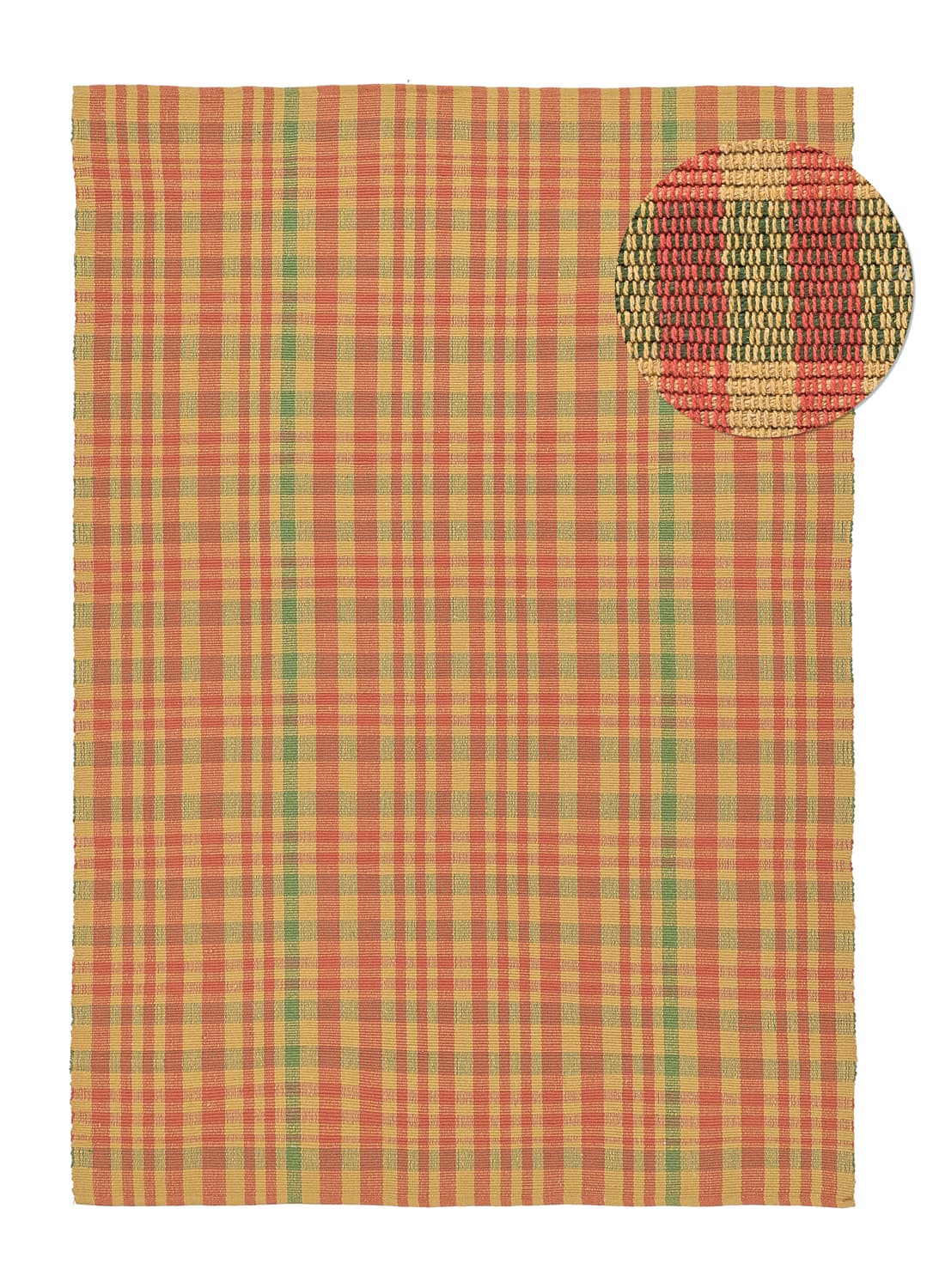 Bomullsteppe - Husvik (sennep/flerfarget) (Størrelse: 200 x 290 cm)