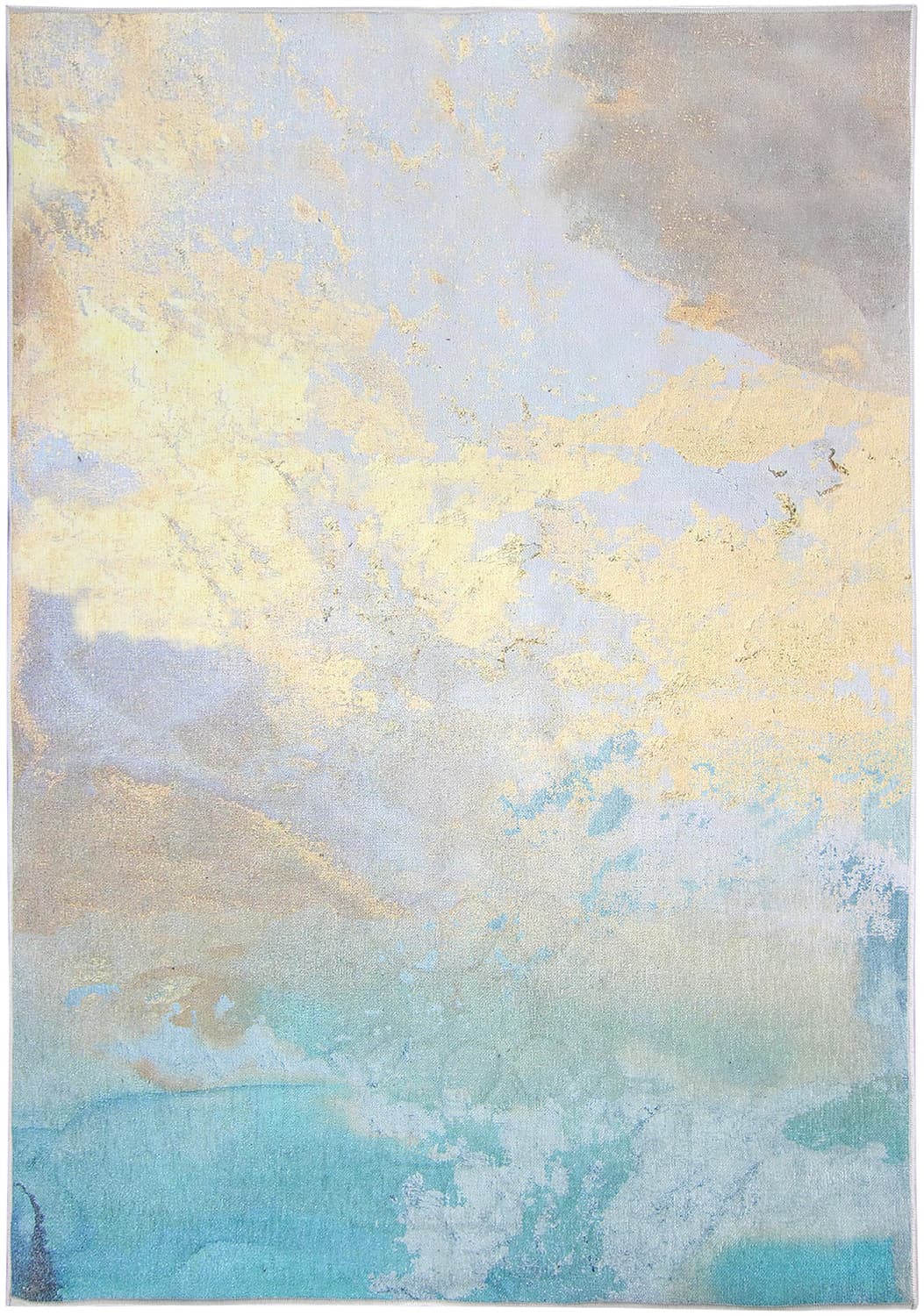 Wilton-teppe - Borgo (blå/gul) (Størrelse: 200 x 280 cm)