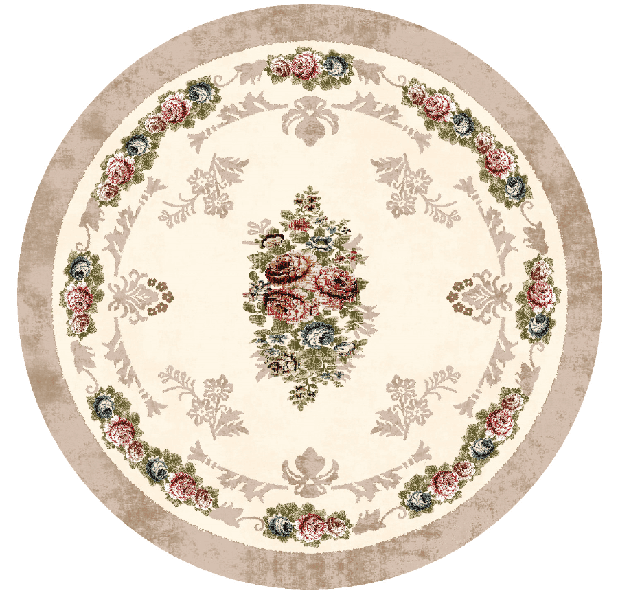 Rundt teppe - Delpha (beige/multi) (Størrelse: Ø 180 cm)
