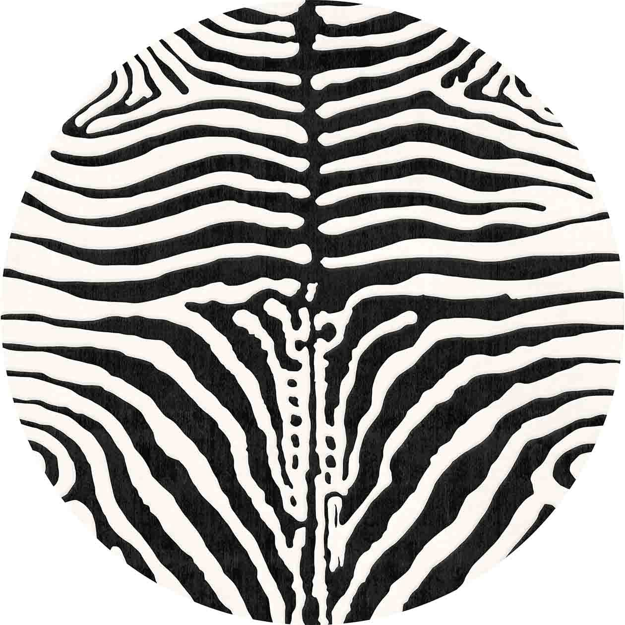 Rundt teppe - Zebra (svart/hvit) (Størrelse: Ø 290 cm)