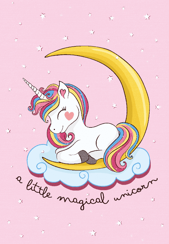 Barneteppe - Magical Unicorn (rosa) (Størrelse: 160 x 230 cm)