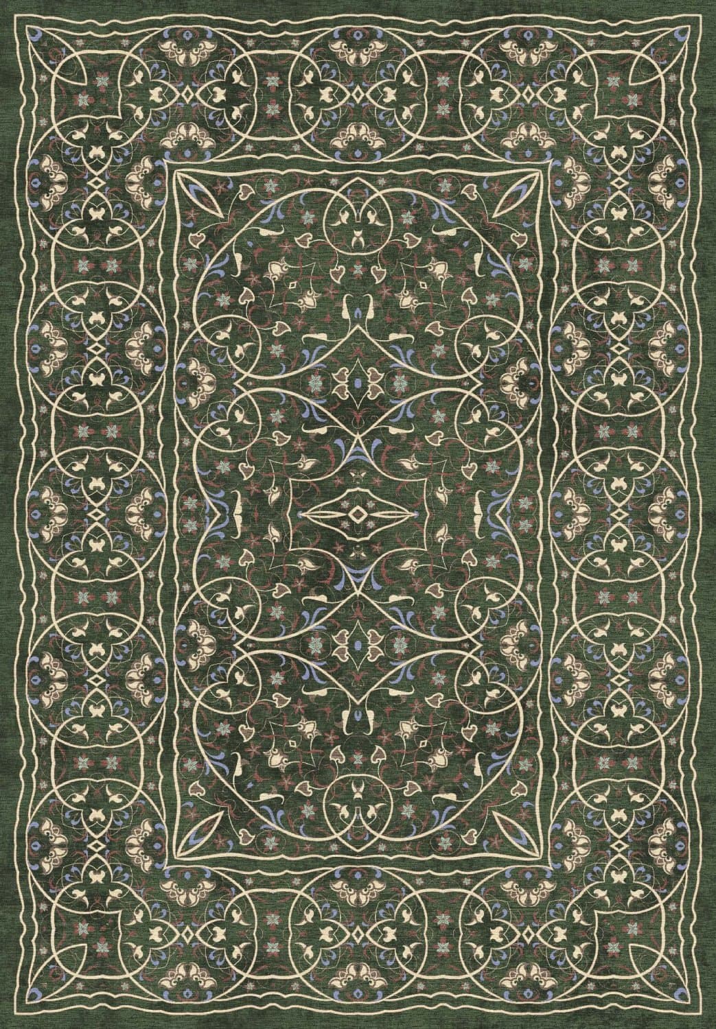 Wilton-teppe - Dara (grønn) (Størrelse: 200 x 280 cm)