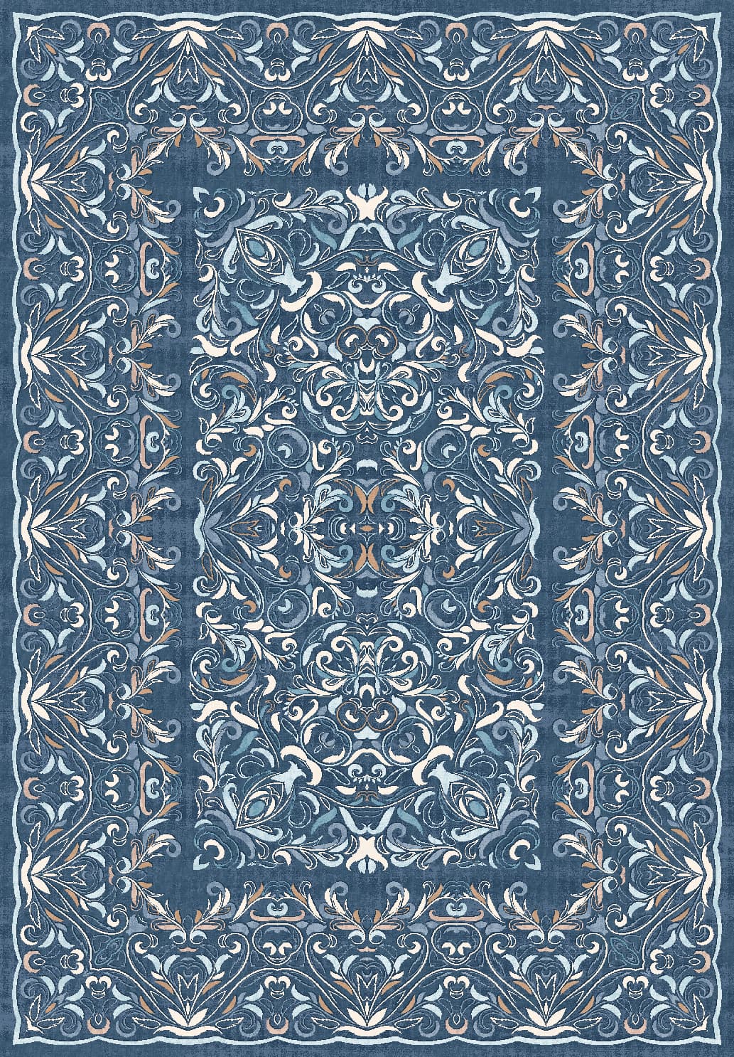 Wilton-teppe - Cordelia (blå) (Størrelse: 160 x 230 cm)