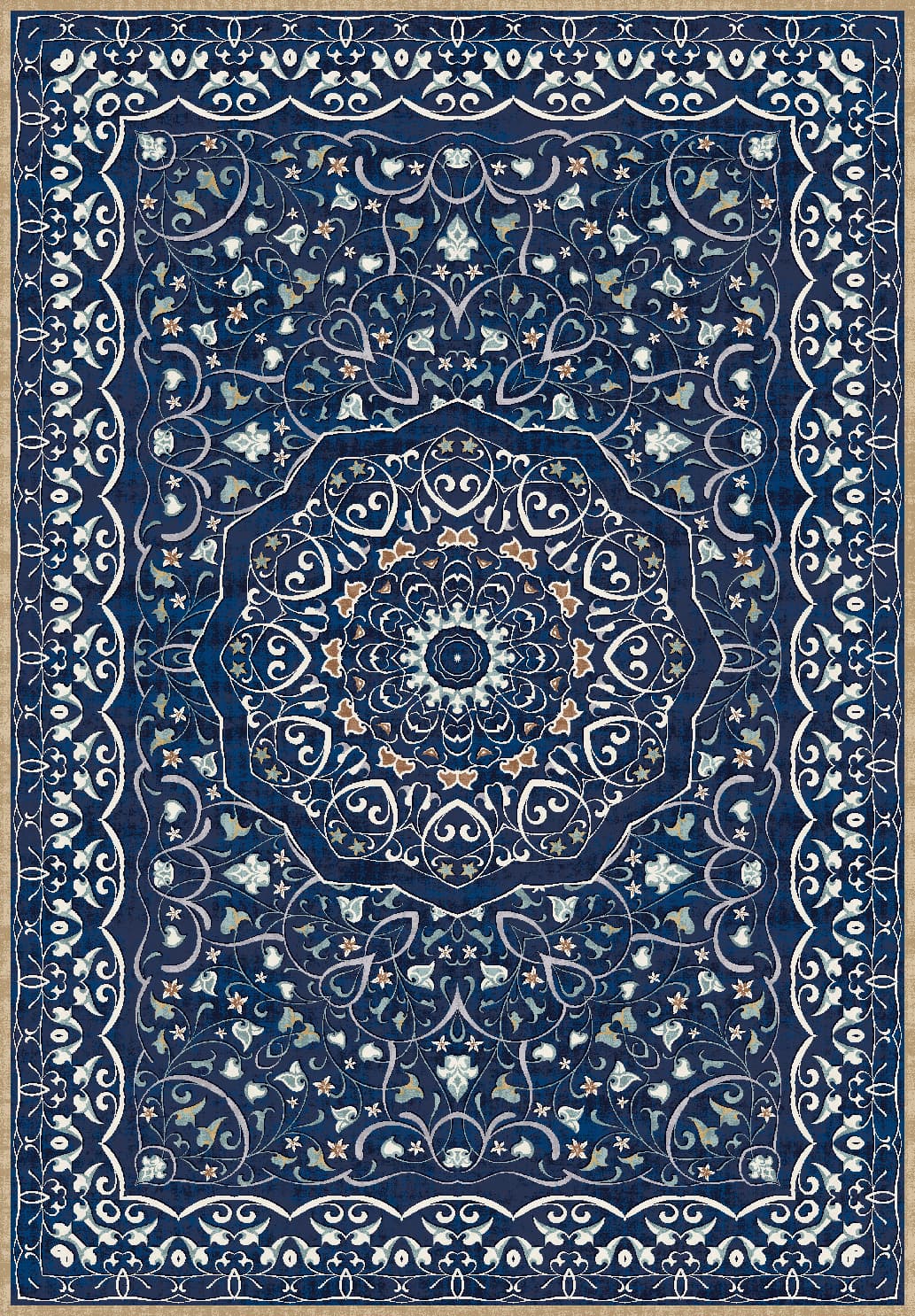 Wilton-teppe - Theodora (blå) (Størrelse: 200 x 280 cm)