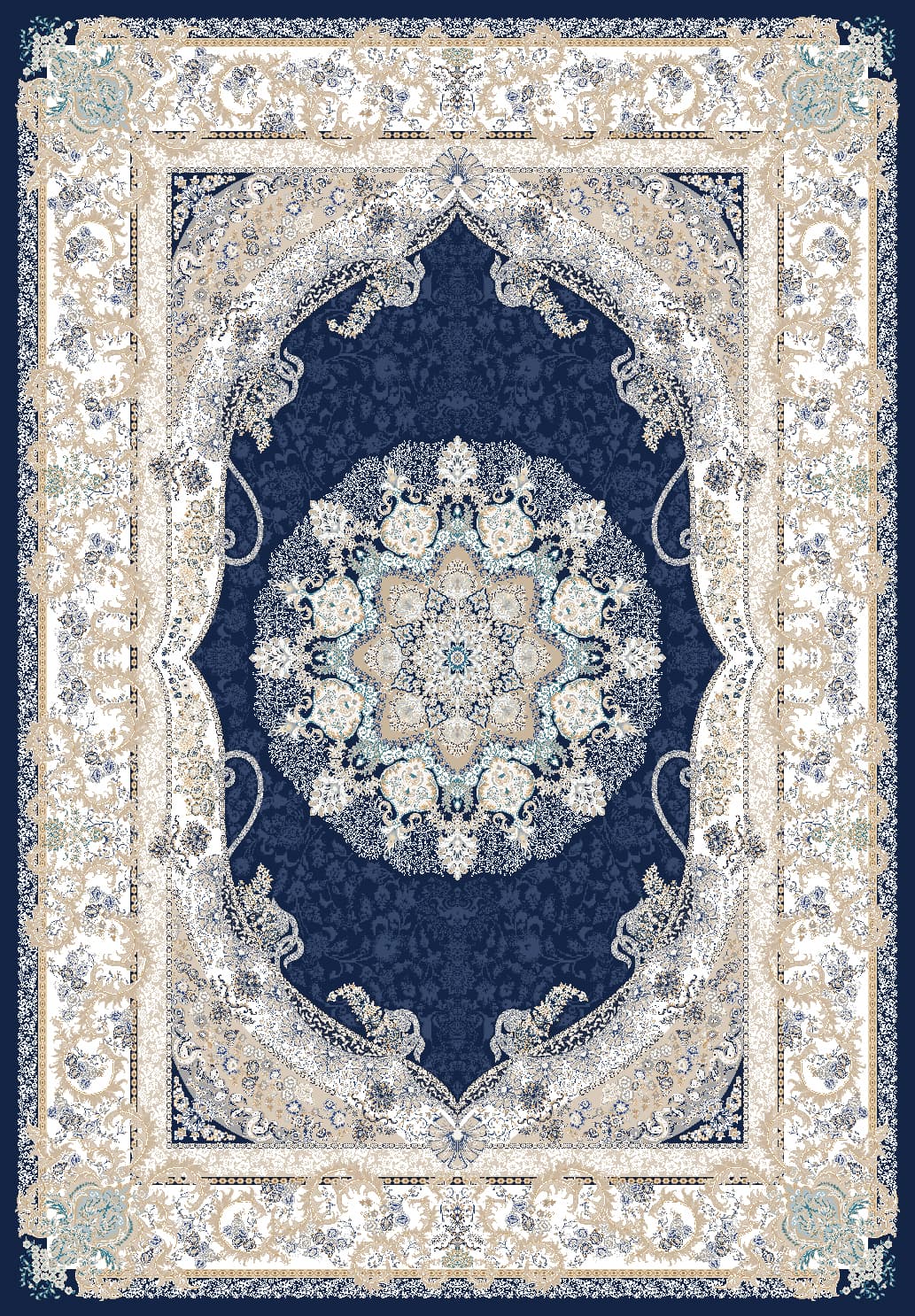 Wilton-teppe - Asara (blå) (Størrelse: 160 x 230 cm)
