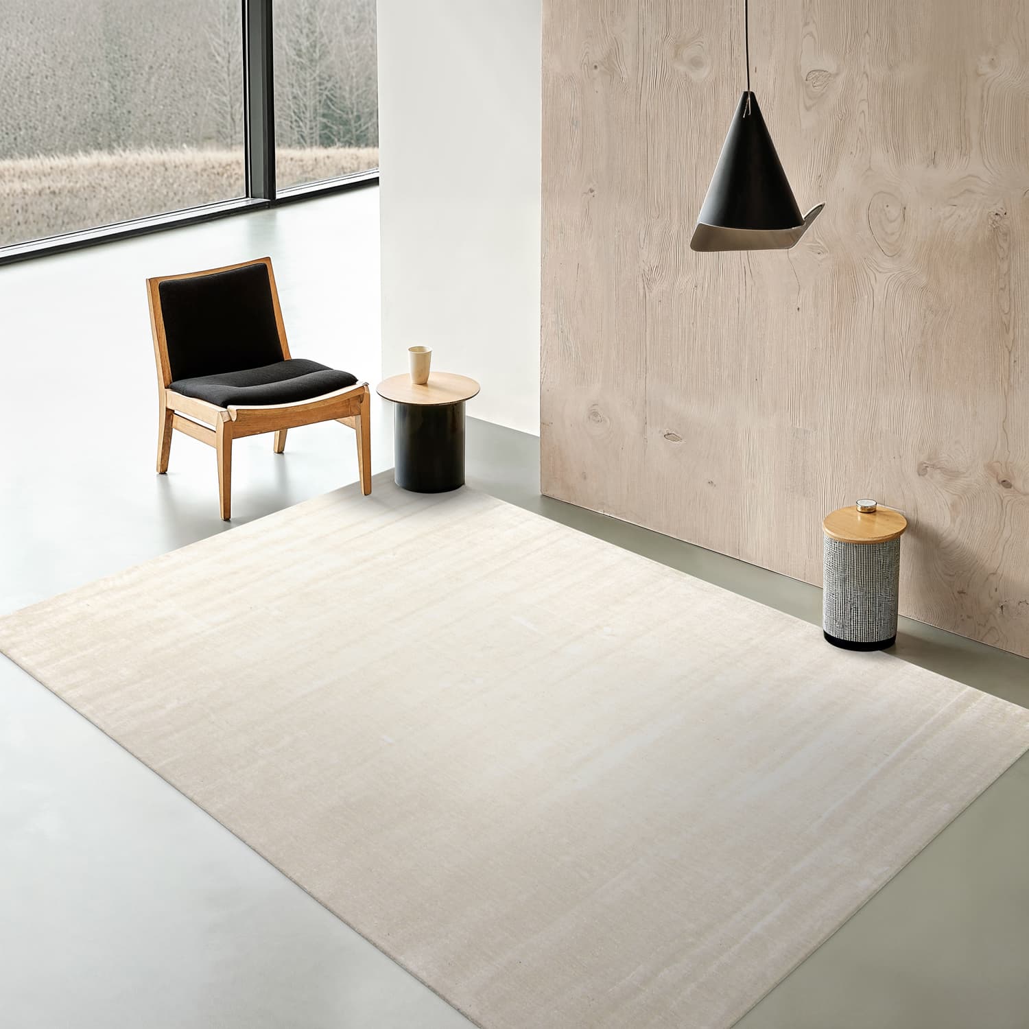 Recycled PET with viscose look (offwhite) (Størrelse: 130 x 190 cm)
