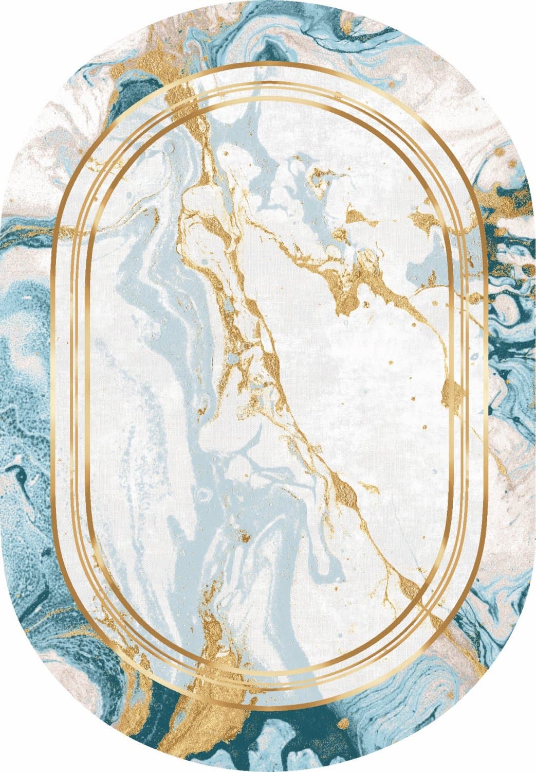 Ovalt teppe - Emery (blå) (Størrelse: 200 x 280 cm)