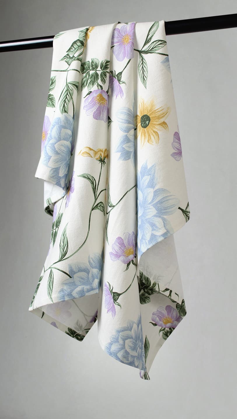 Kjøkkenhåndkle 2-pak - Dahlia (blå) (Størrelse: 50 x 70 cm)