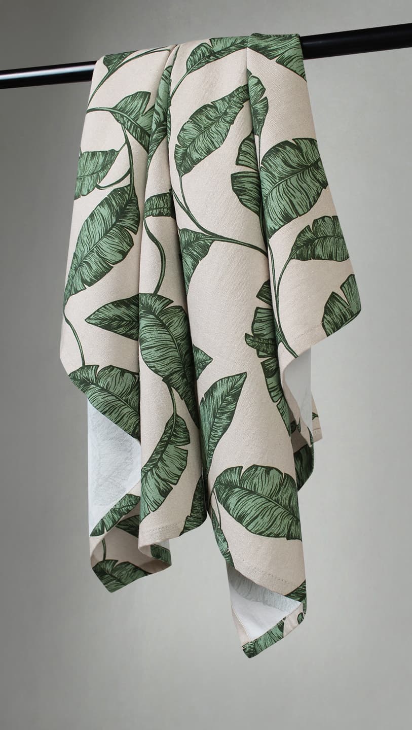Kjøkkenhåndkle 2-pak - Leaves (grønn) (Størrelse: 50 x 70 cm)