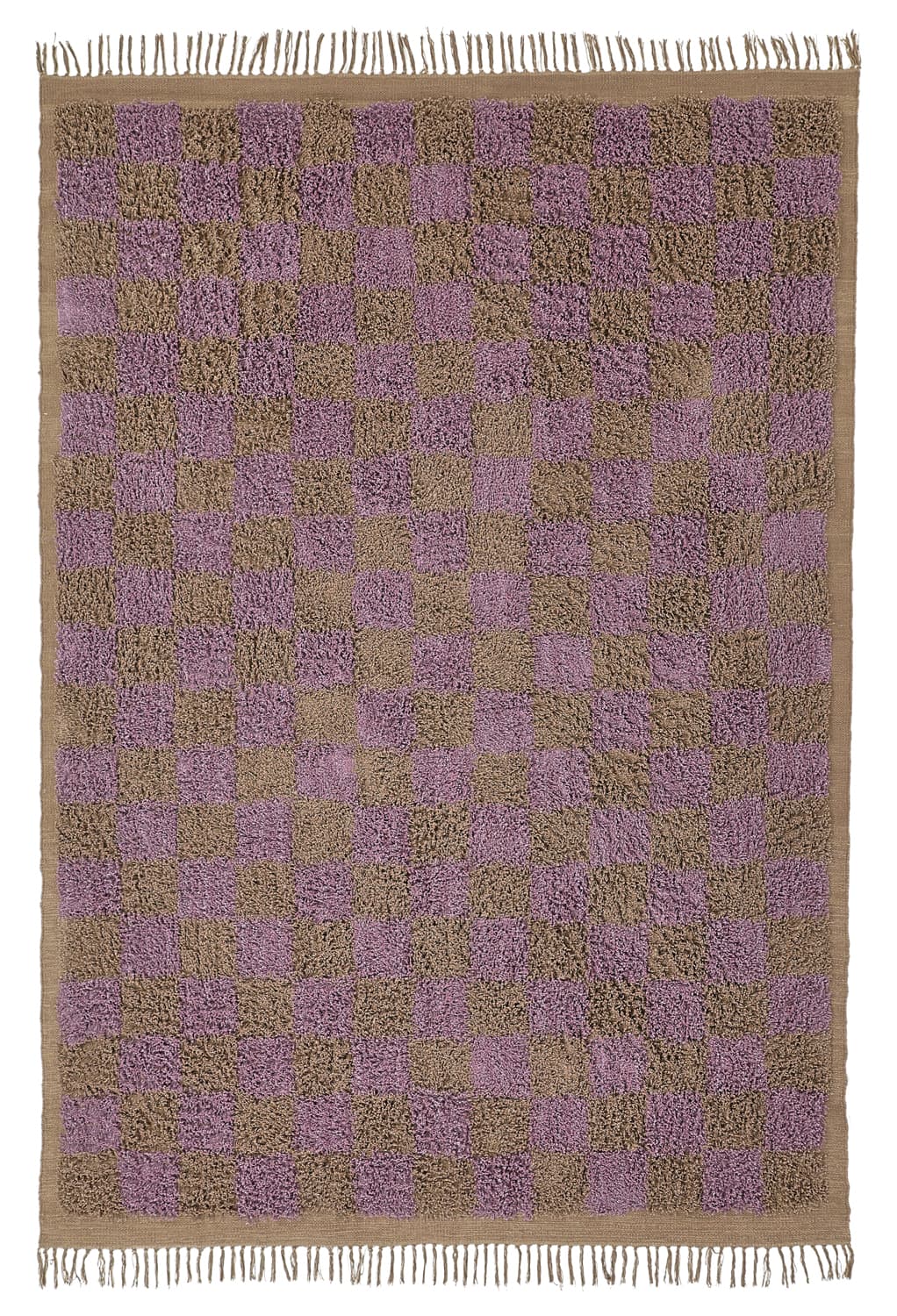 Ryetepper - Elsey Natural Cotton Shaggy (brun/lilla) (Størrelse: 240 x 340 cm)