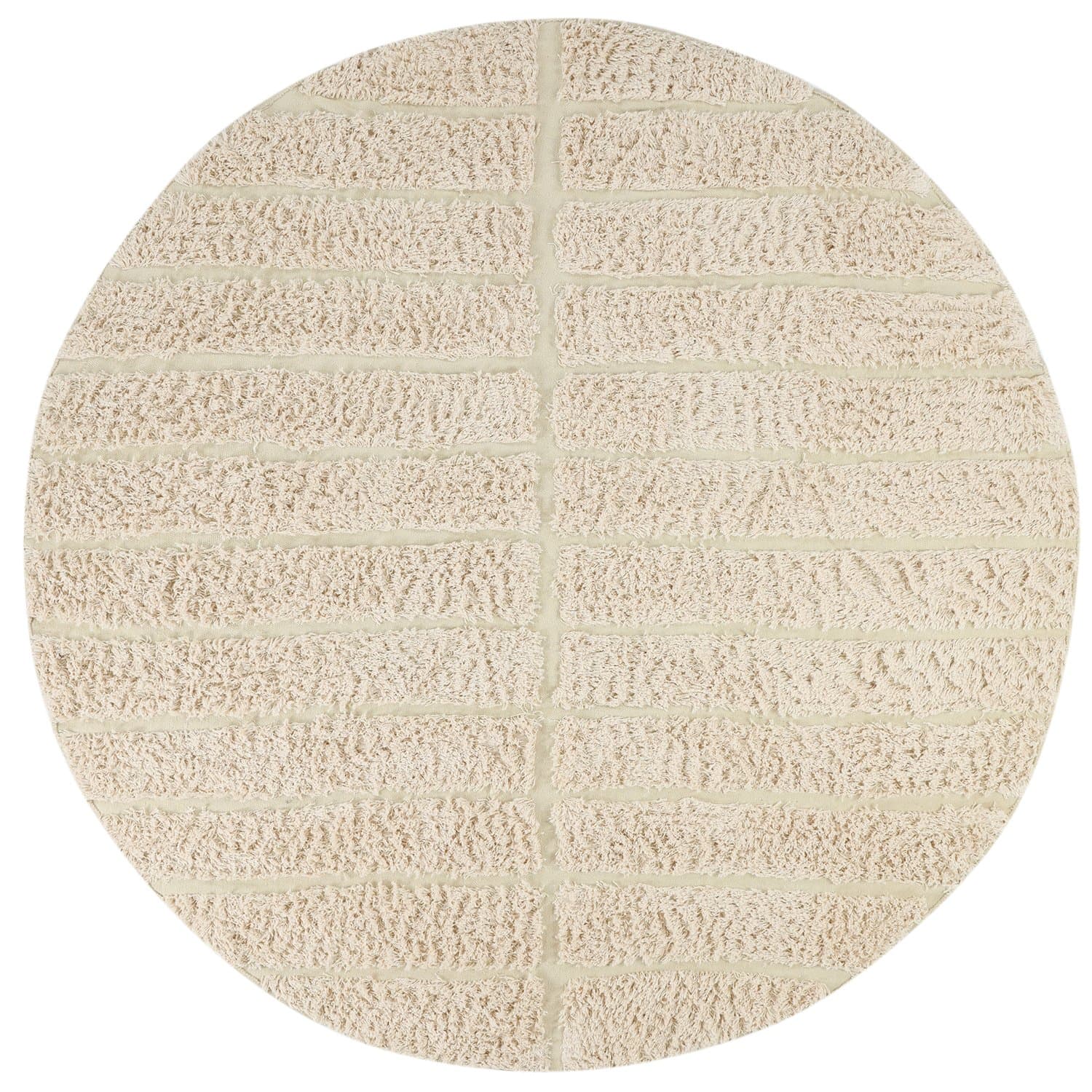 Rundt teppe - Ikara Natural Cotton Shaggy (krem) (Størrelse: Ø 240 cm)