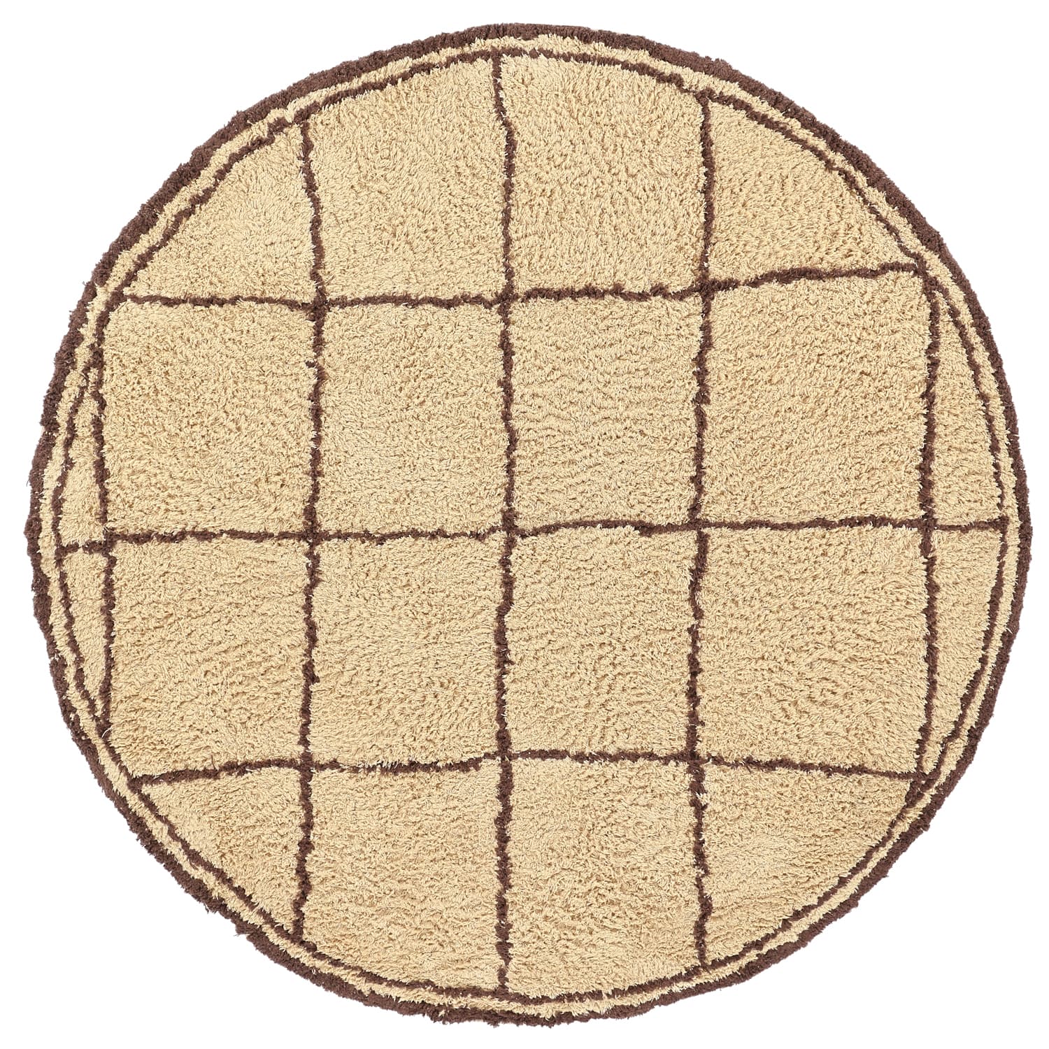 Rundt teppe - Lana Natural Cotton Shaggy (beige/brun) (Størrelse: Ø 240 cm)