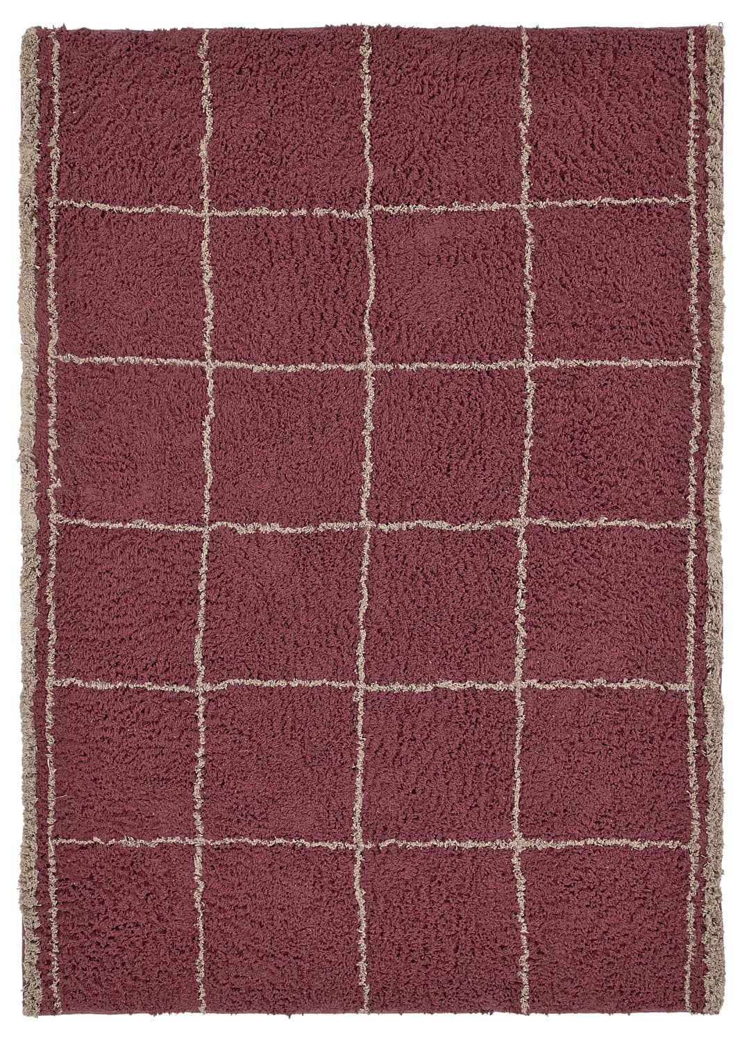 Ryetepper - Lana Natural Cotton Shaggy (taupe/rød) (Størrelse: 240 x 340 cm)