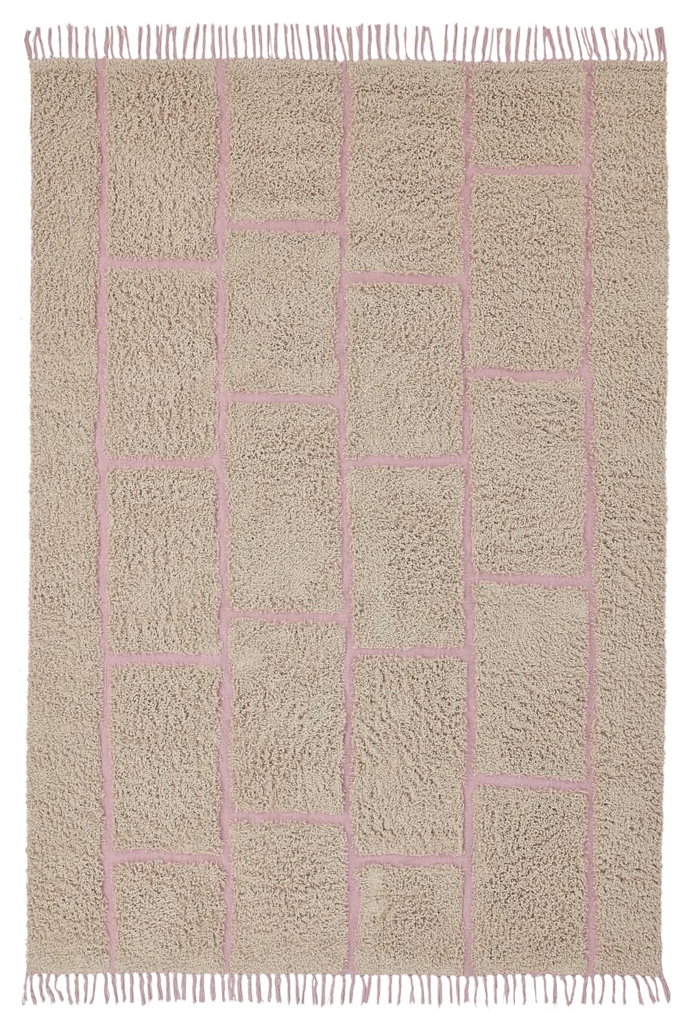 Ryetepper - Lindley Natural Cotton Shaggy (beige/rosa) (Størrelse: 240 x 340 cm)