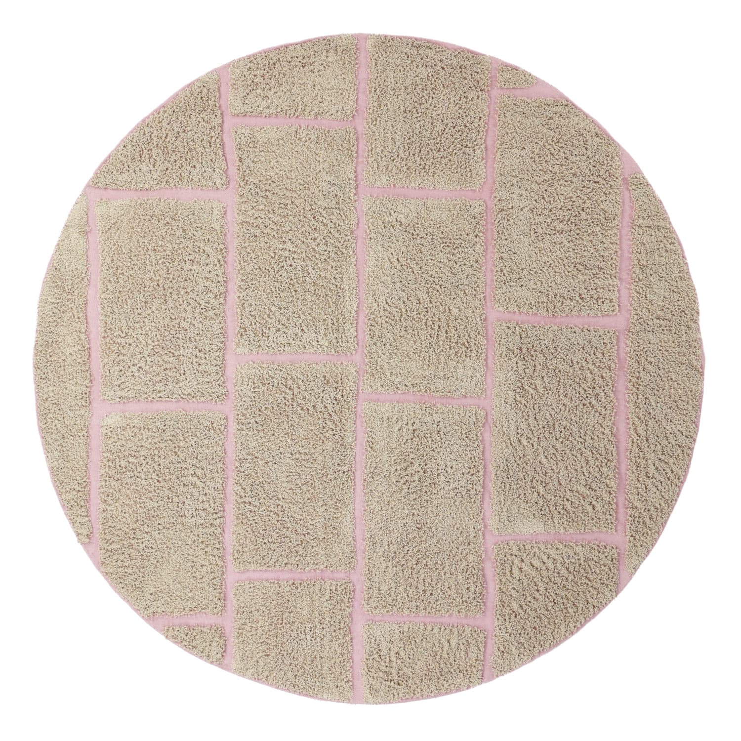 Runde tepper - Lindley Natural Cotton Shaggy (beige/rosa) (Størrelse: Ø 240 cm)