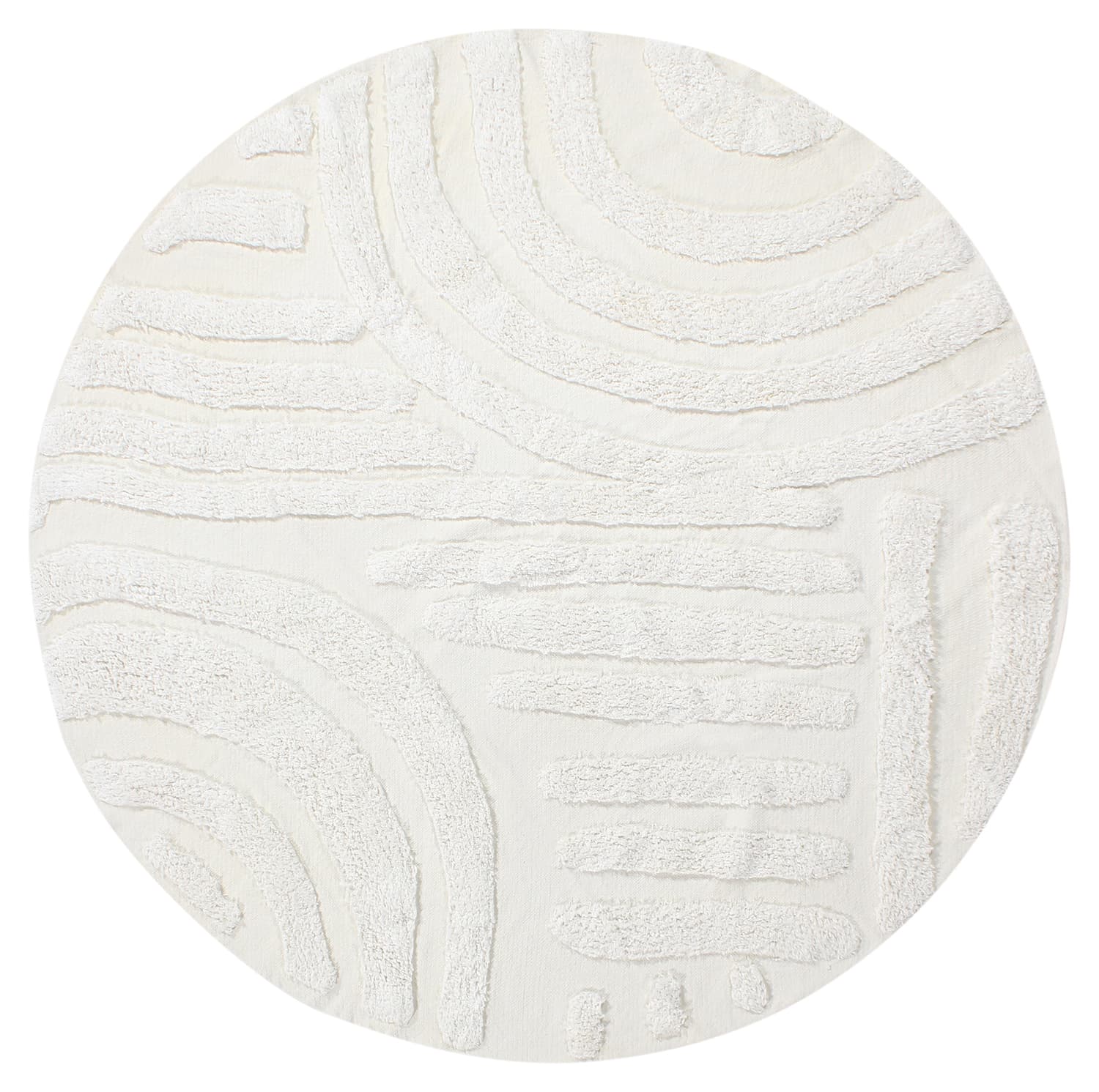 Runde tepper - Margo Natural Cotton Shaggy (offwhite) (Størrelse: Ø 200 cm)