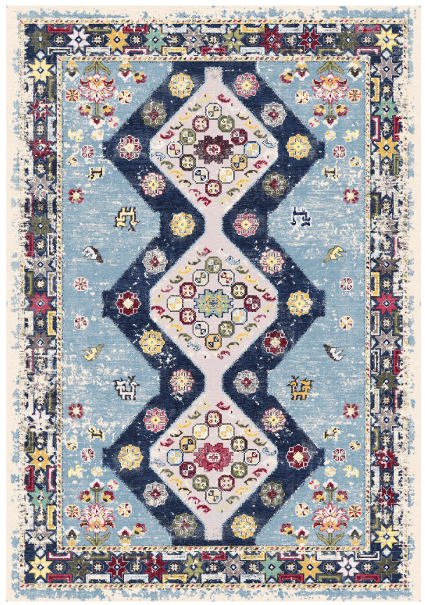 Wilton-teppe - Mazzarino (blå/multi) (Størrelse: 200 x 280 cm)