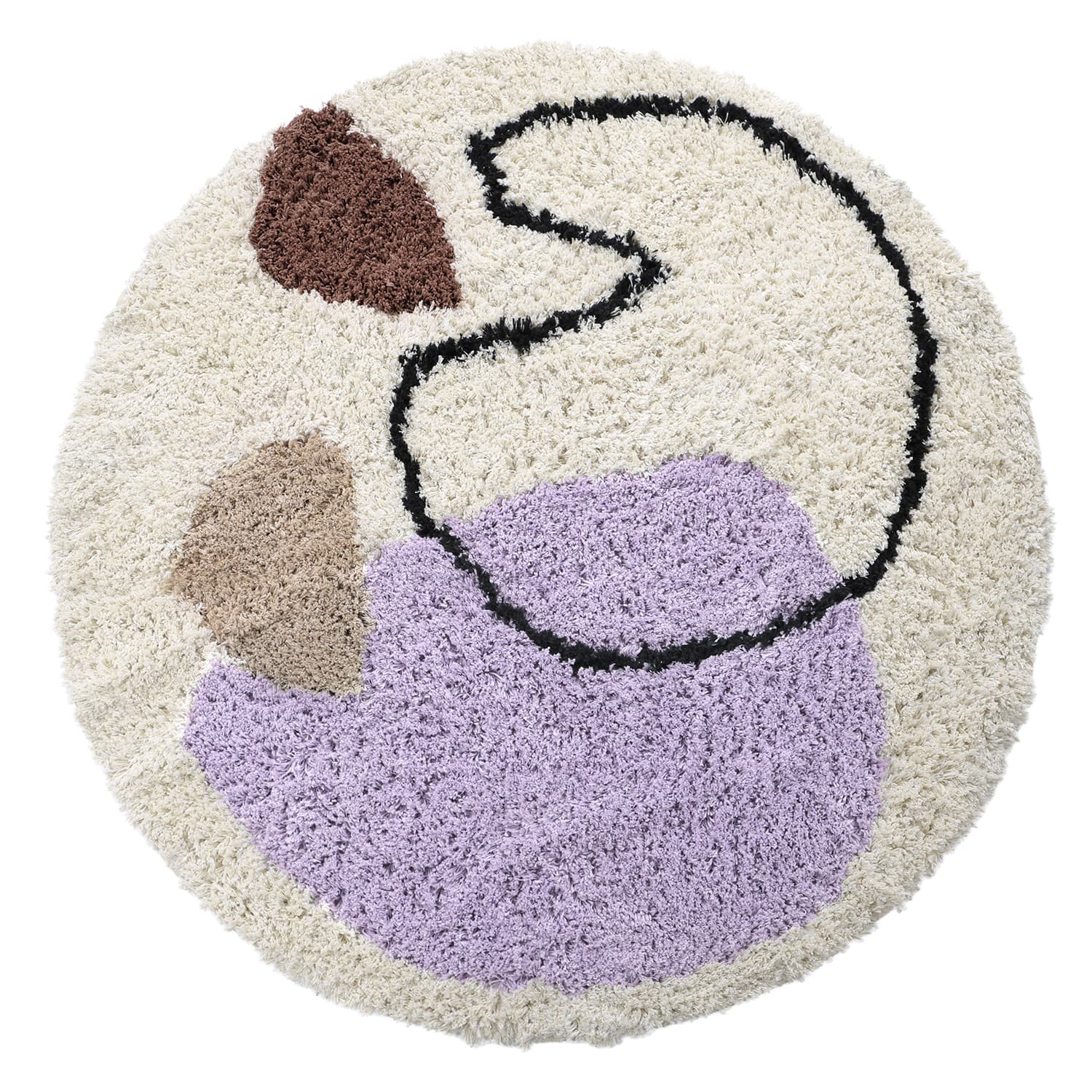 Rundt teppe - Naousa Natural Cotton Shaggy (multi) (Størrelse: Ø 160 cm)