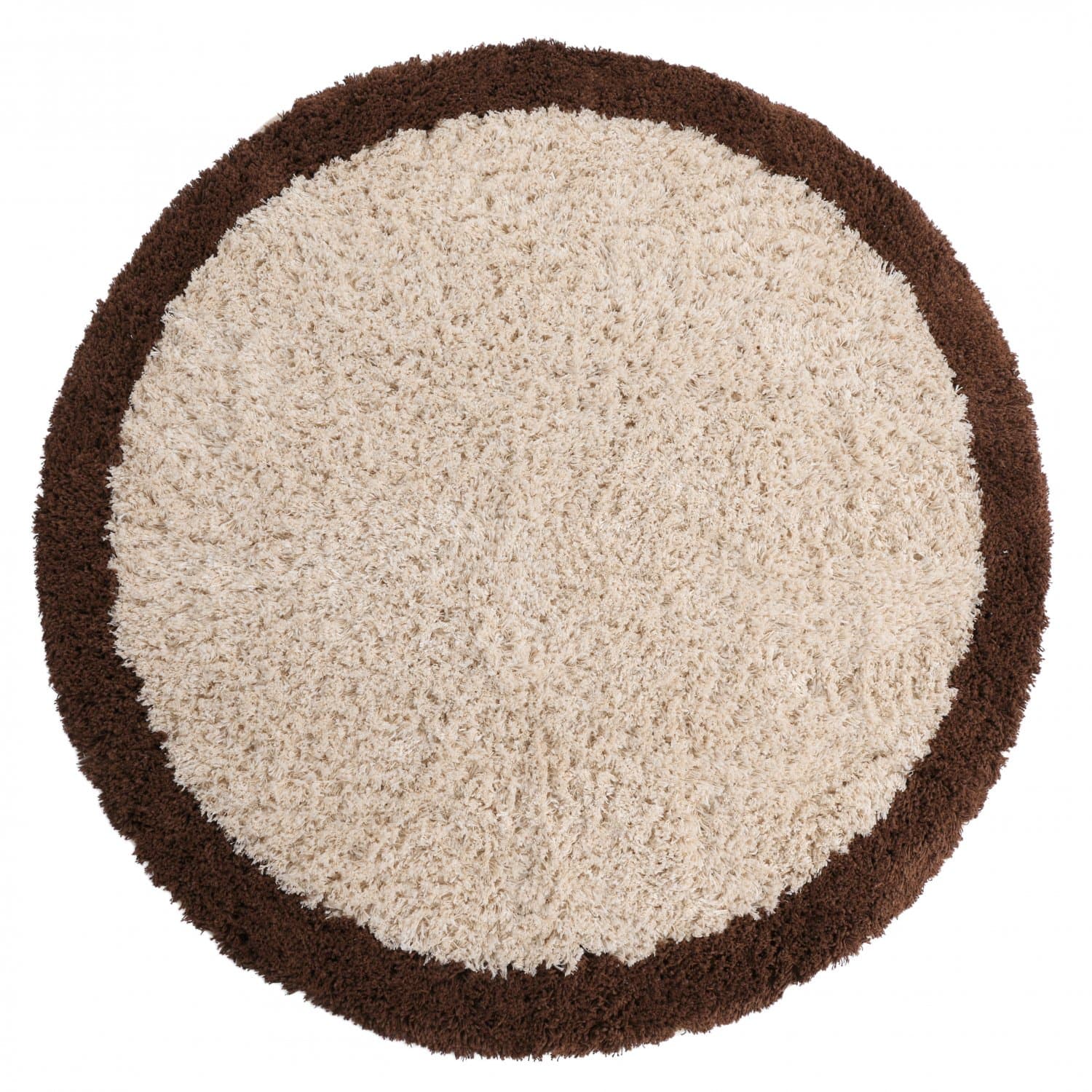 Rundt teppe - Sagres Natural Cotton Shaggy (off-white/brun) (Størrelse: Ø 160 cm)