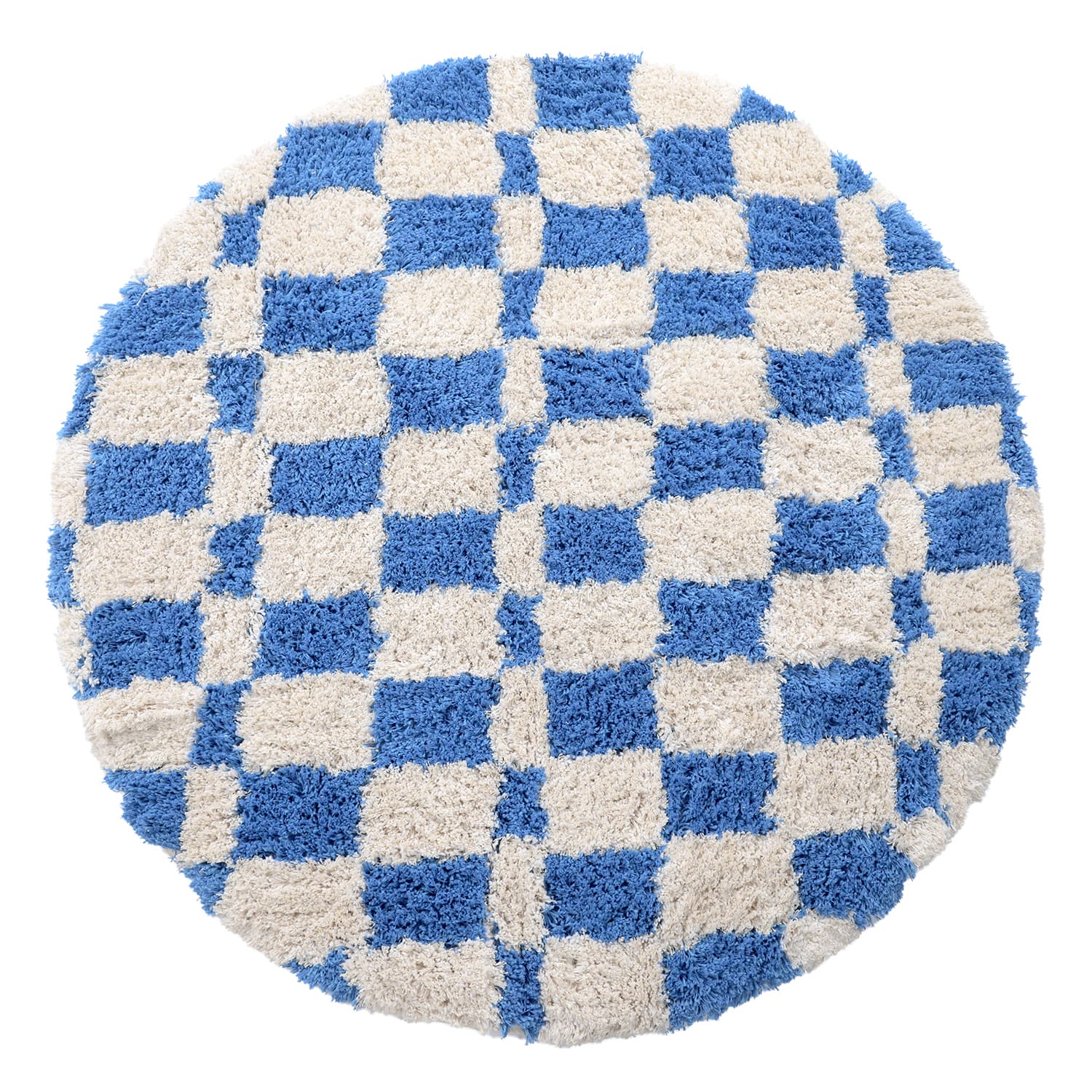 Rundt teppe - Atrani Natural Cotton Shaggy (blå) (Størrelse: Ø 200 cm)