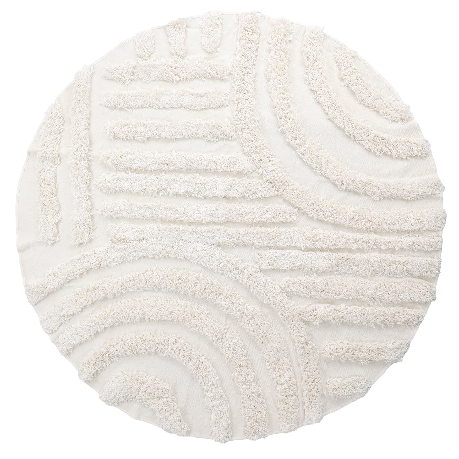 Rundt teppe - Cazorla Natural Cotton Shaggy (off-white) (Størrelse: Ø 200 cm)