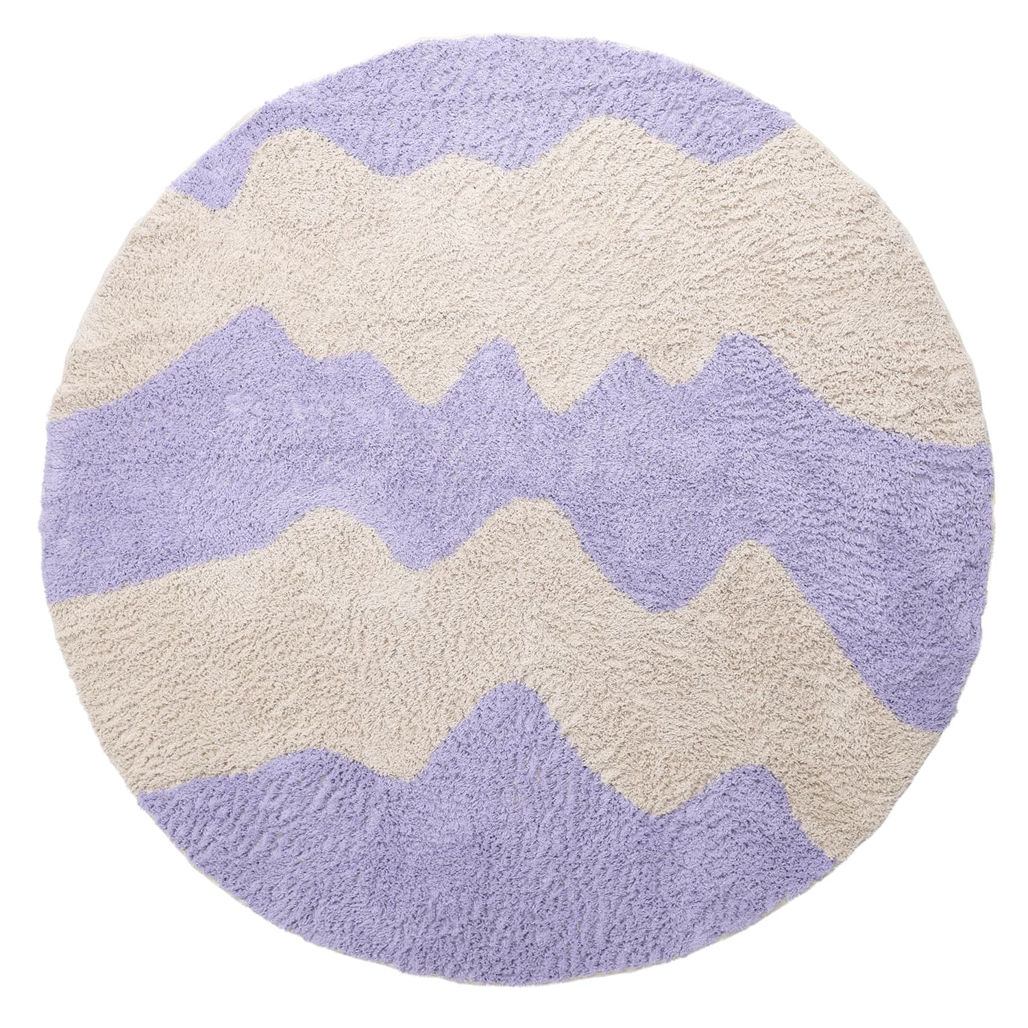Rundt teppe - Amira Natural Cotton Shaggy (lilla/beige) (Størrelse: Ø 240 cm)