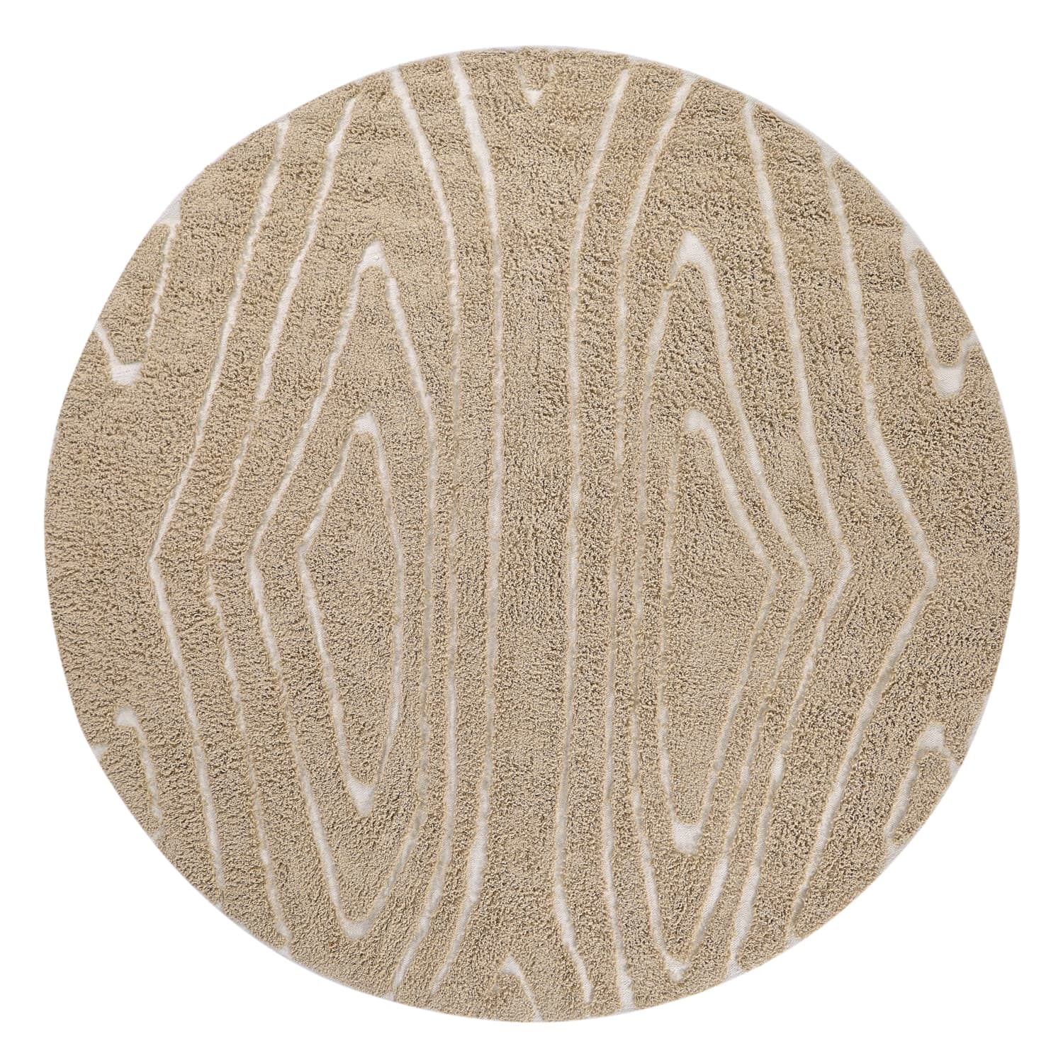 Runde tepper - Kindon Natural Cotton Shaggy (beige/hvit) (Størrelse: Ø 200 cm)
