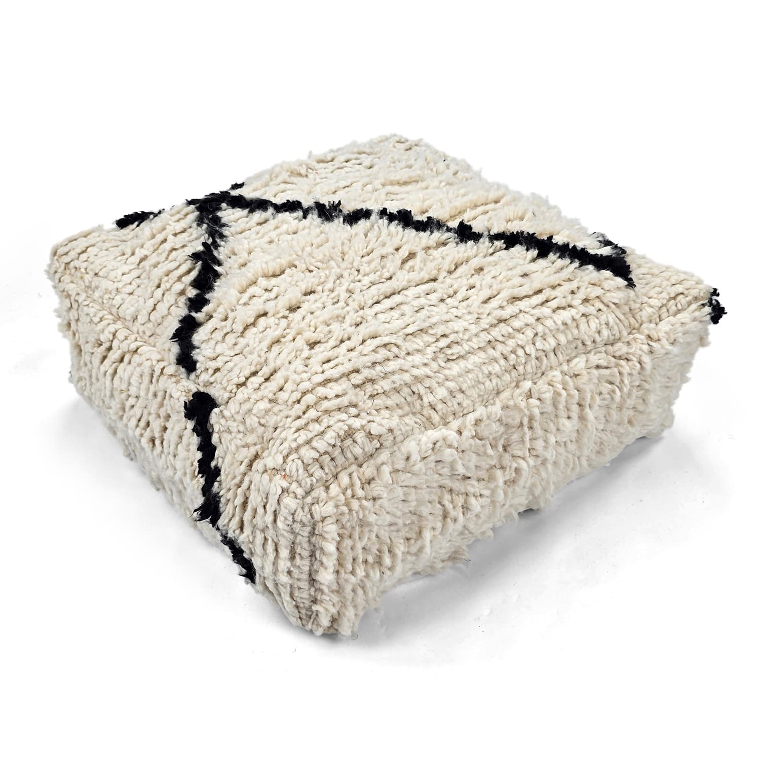 Sittepuff - Marokkansk Beni Ourain 008 (Størrelse: 60 x 60 cm)