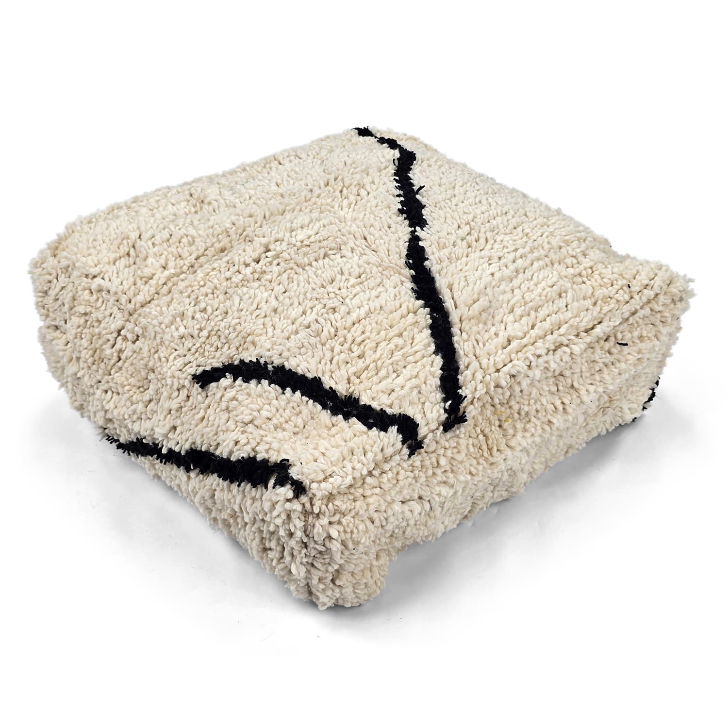 Sittepuff - Marokkansk Beni Ourain 009 (Størrelse: 60 x 60 cm)