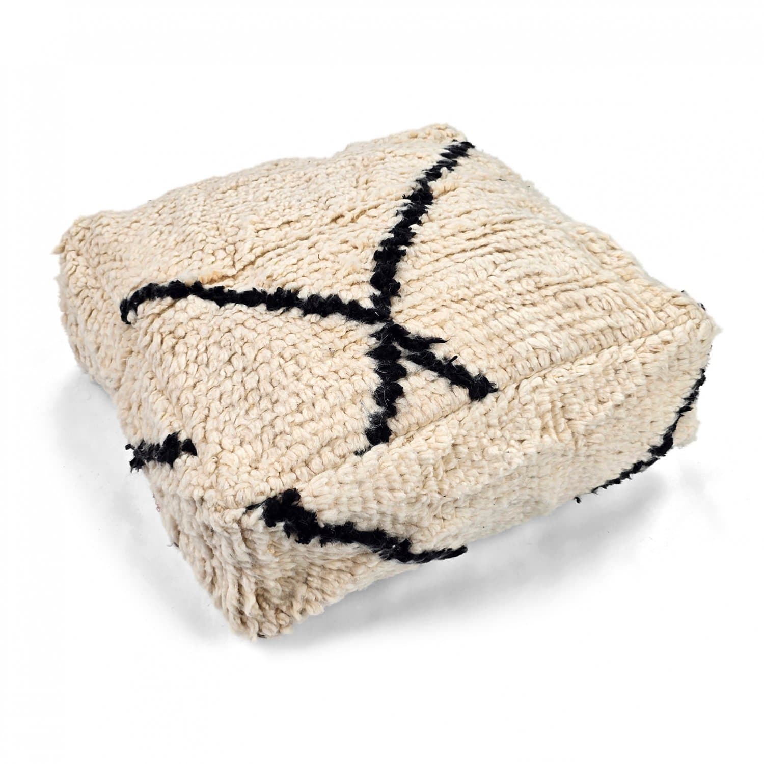 Sittepuff - Marokkansk Beni Ourain 023 (Størrelse: 60 x 60 cm)