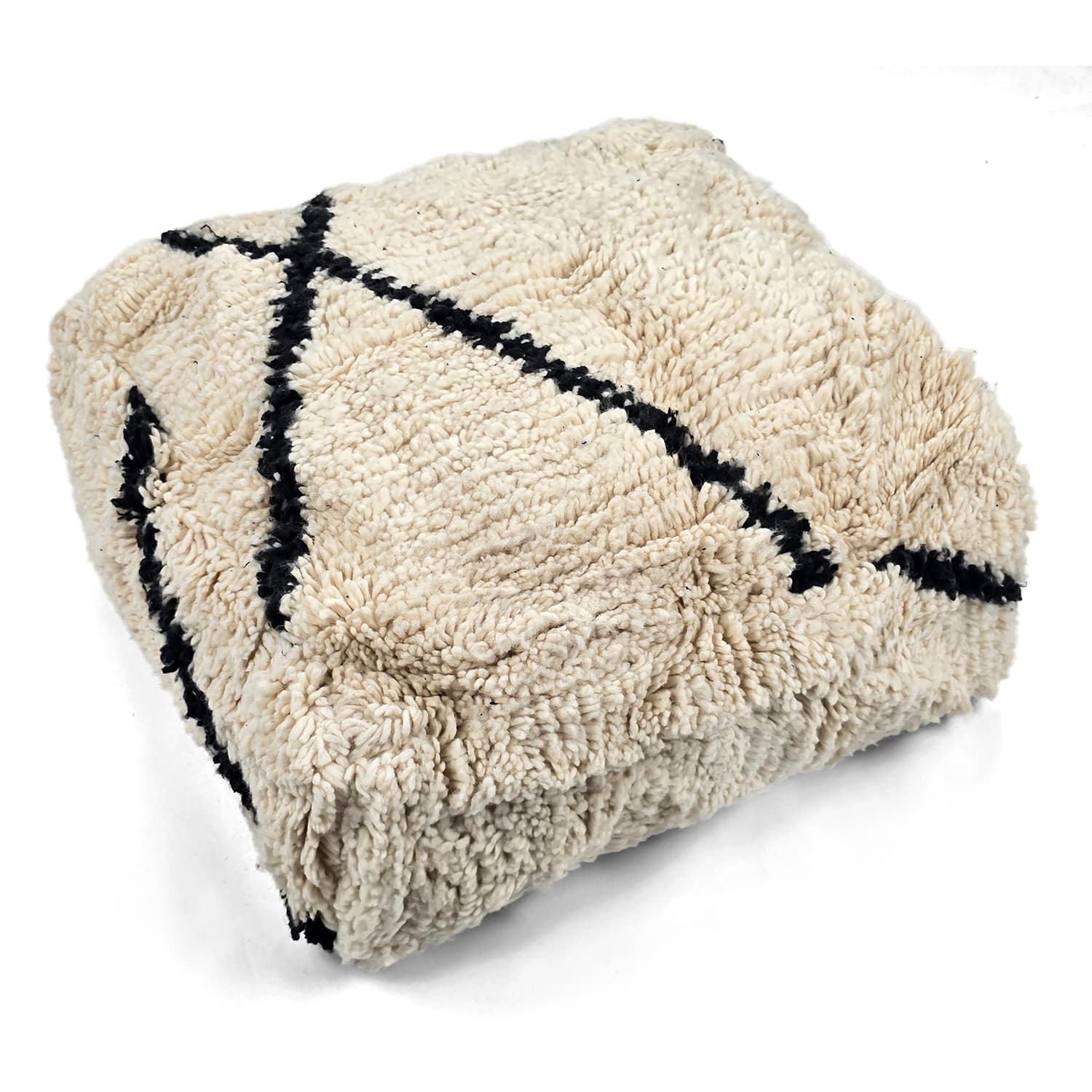 Sittepuff - Marokkansk Beni Ourain 048 (Størrelse: 60 x 60 cm)