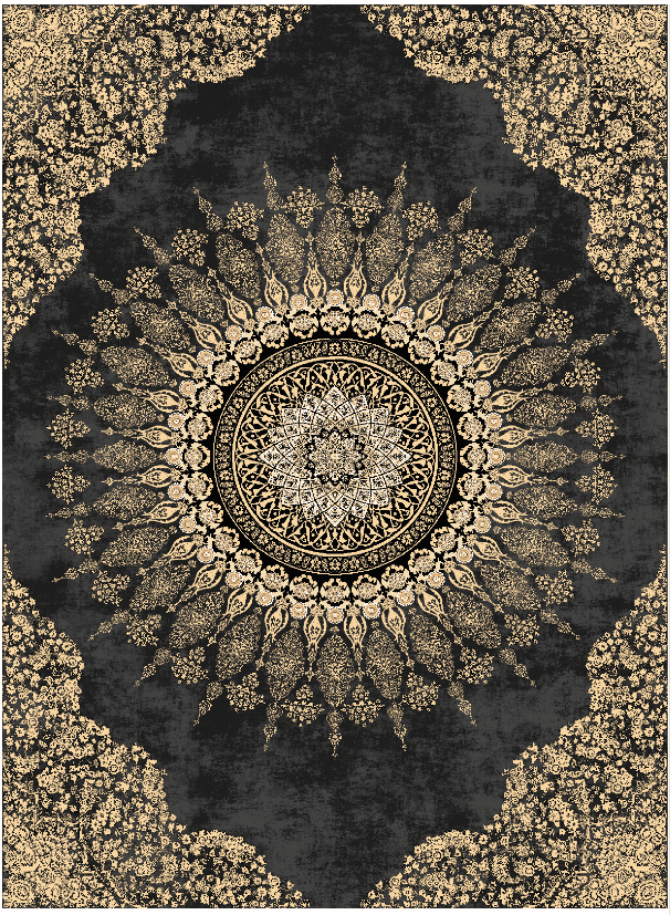 Wilton-teppe - Sandrigo (svart/gull) (Størrelse: 340 x 440 cm)