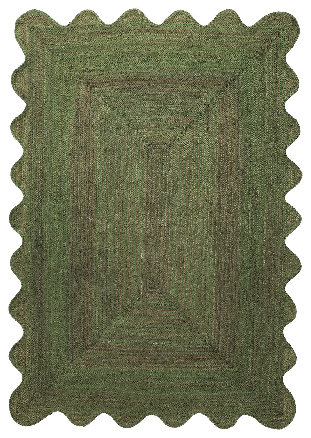 Bølget juteteppe - San Francisco (militærgrønn) (Størrelse: 240 x 340 cm)