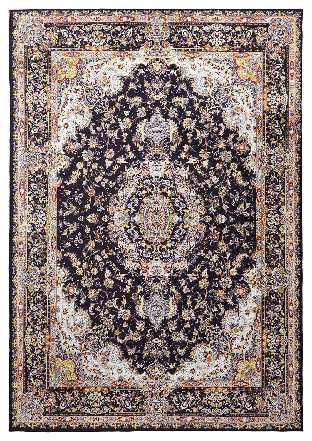 Wilton-teppe - Vakifli (sort/multi) (Størrelse: 240 x 340 cm)