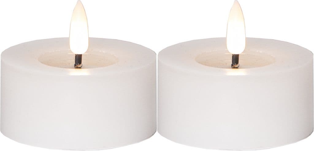 LED-varmelys Flamme Flow 55 mm, 2-pakning hvit