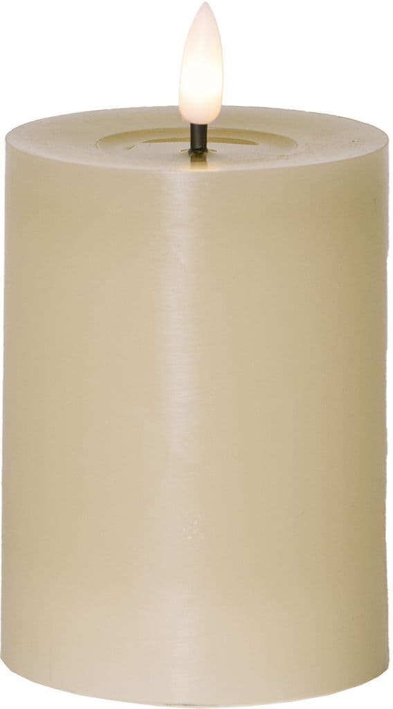 LED-BLOKKLYS FLAMME BEIGE / 12,5 CM / TIMER