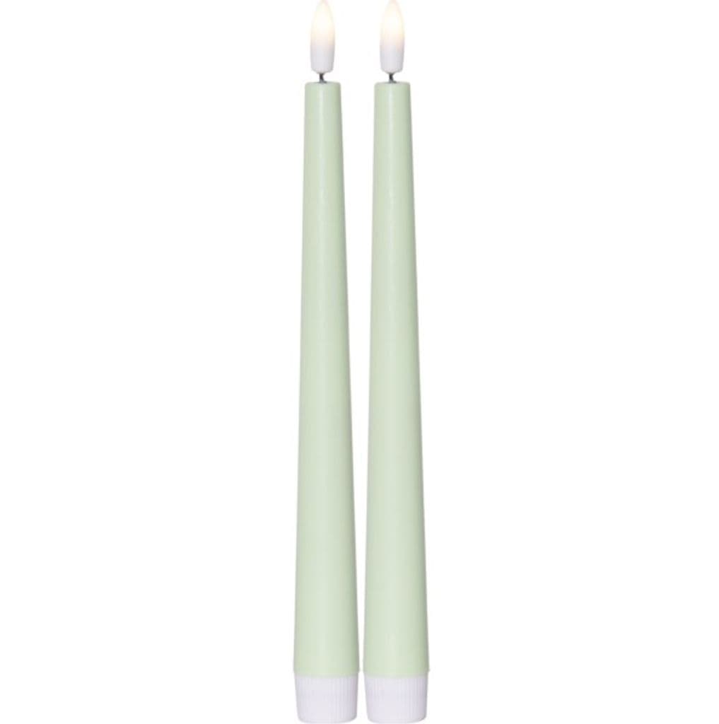 LED RIPESIKKER LYS 2-PAKNING FLAMME CANDY GRØNN / 26 cm