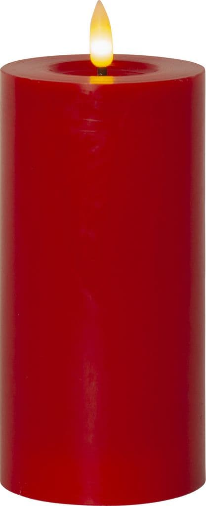LED-BLOKKLYS MED FLAMME RØD / 17,5 CM / TIMER