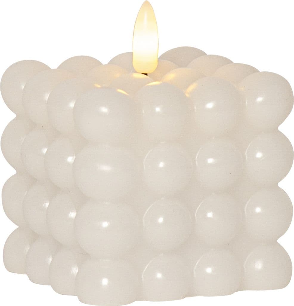 LED-blokklys flammepunkt - hvit 7,5 x 9,5 cm