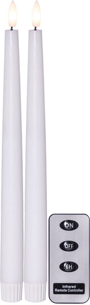 LED Antikklys 2-pakning Flamme Slim Hvit 28,5 cm med timer