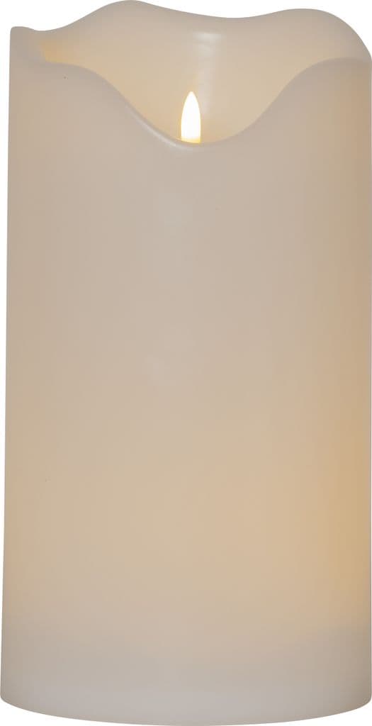 LED-BLOKKLYS MED FLAMME GRAND HVIT / 30 CM / TIMER / UTENDØRS
