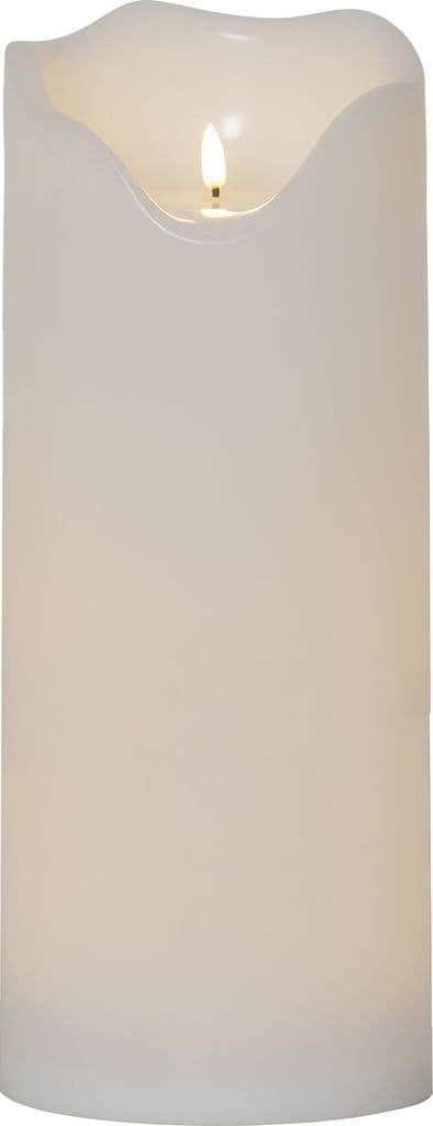 LED-BLOKKLYS MED FLAMME GRAND HVIT / 40 CM / TIMER / UTENDØRS