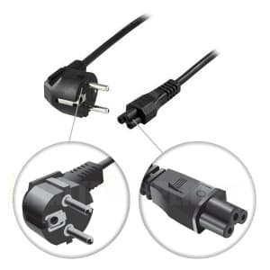 Jordet apparatkabel – Vinklet CEE 7/7 til rett IEC C5 – 1m – For tilkobling enhet/vegg