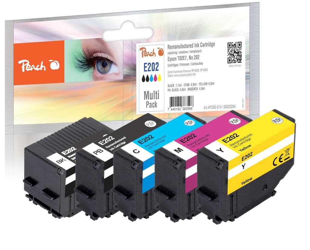 Kompatibel med Epson No. 202 Blekkpatron multipakke T02E7, 5-pack