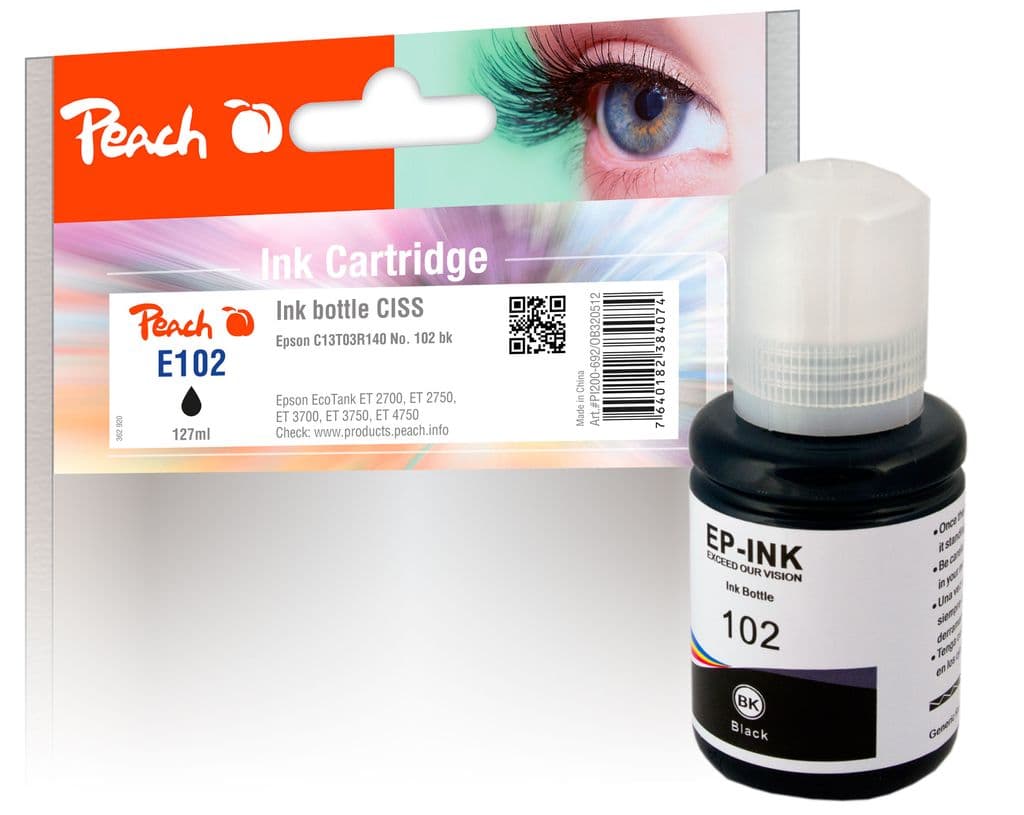 Kompatibel med Epson CISS 102 Blekkflaske Svart pigment T03R140 127ml