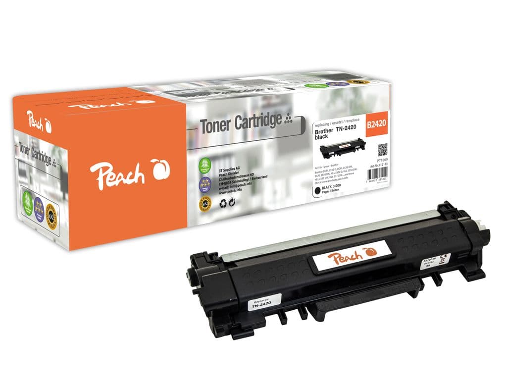 Peach-tonerkassetter som passer Brother TN-2420 Lasertoner Svart