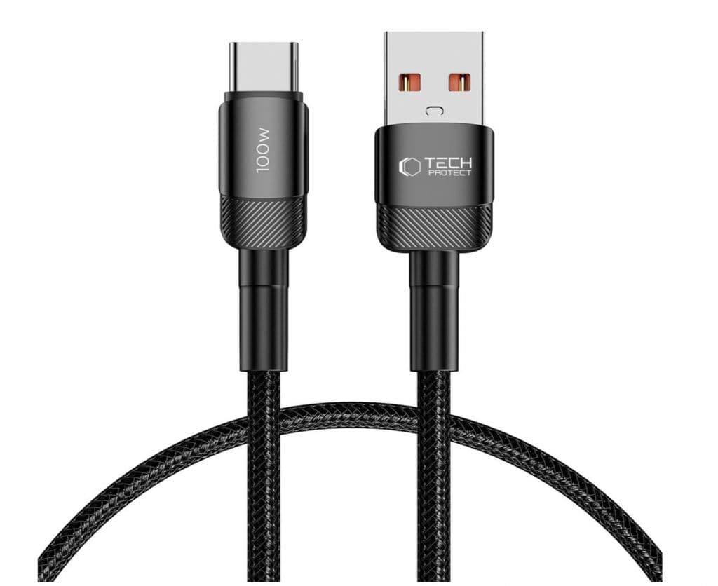 Tech-Protect USB-A til USB-C-kabel 100W, 5A, 0,5m - Svart
